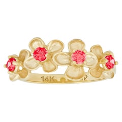 Bague fleur en or 14k.