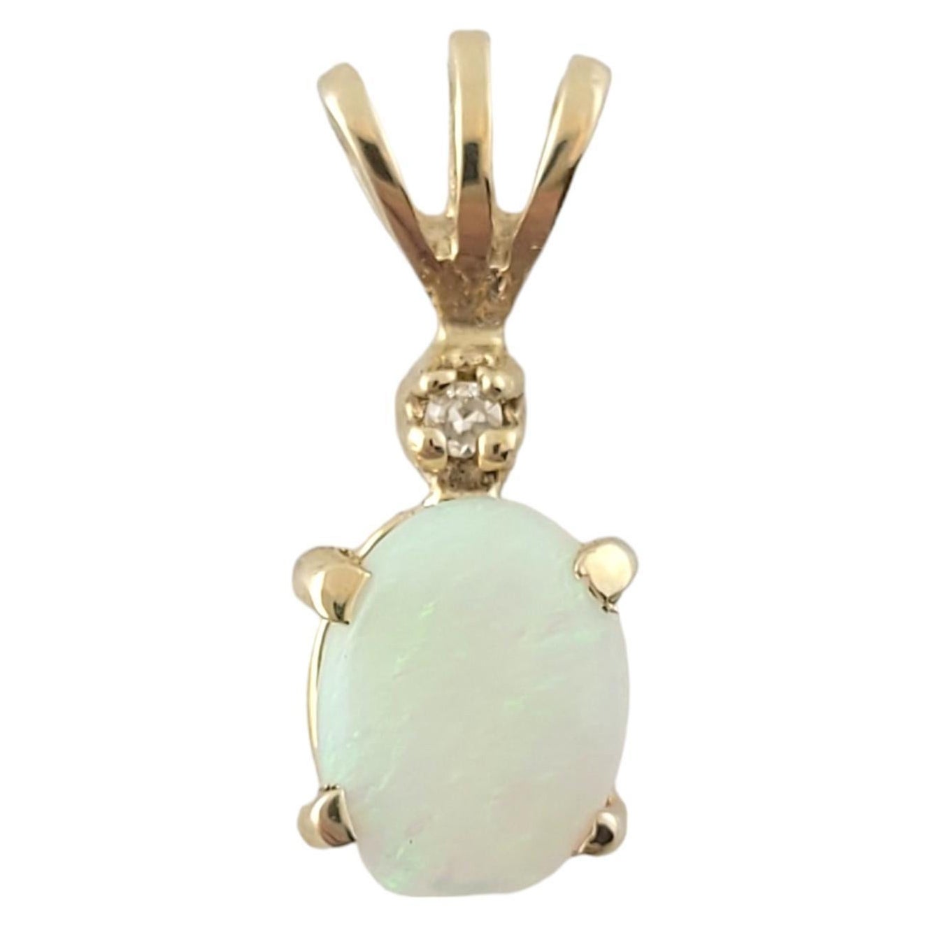 14K Yellow Gold Opal Diamond Pendant #16323 For Sale