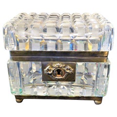 $4, 500 19th Century French Heavy Hand Cut Clear Crystal Glass Bronze Mount Box