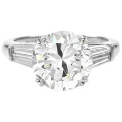 GIA Cert 4.07carat Round Diamond Platinum Engagement Ring 6