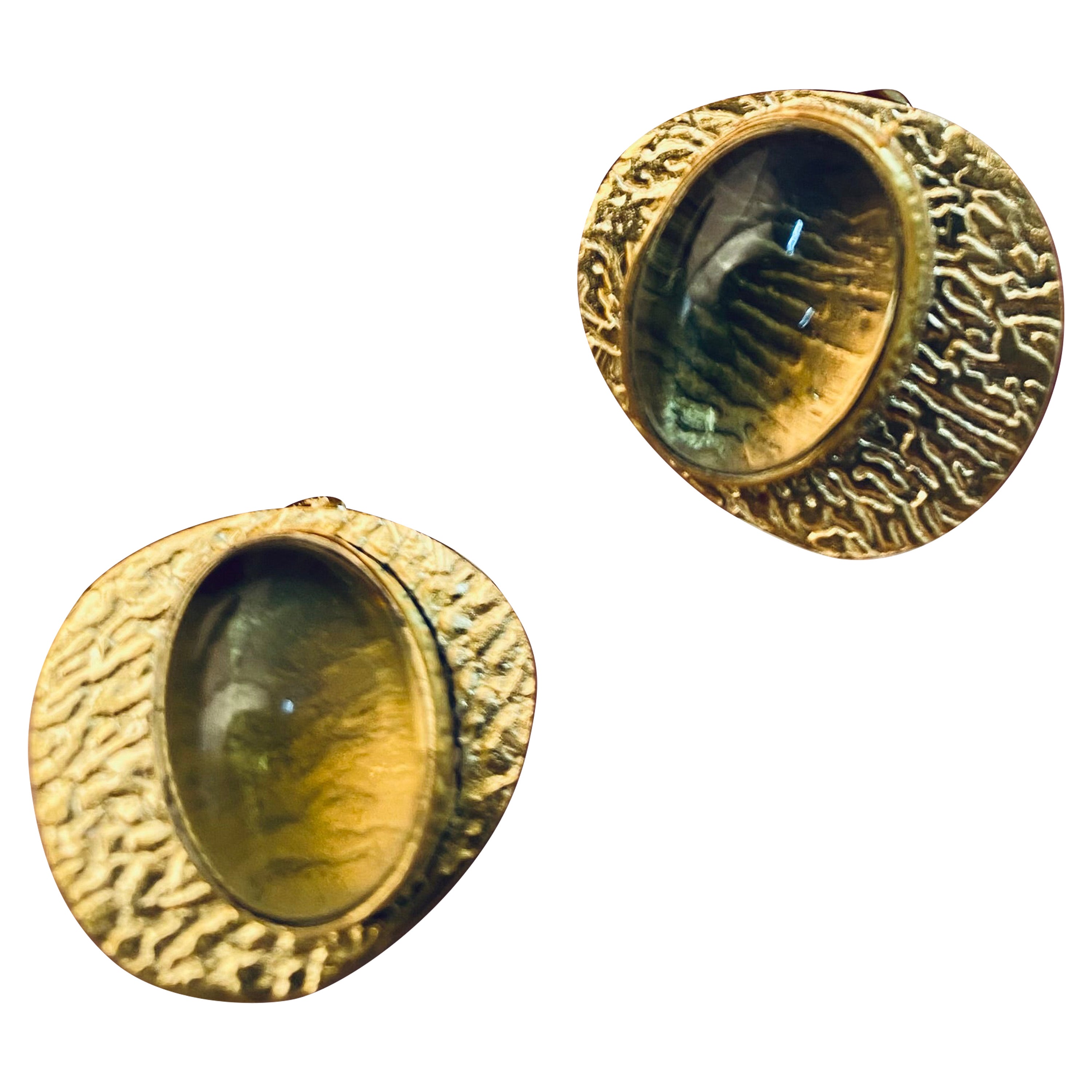 925 Sterling Silver earring Natural Honey Quartz Stud Design Dangle Jewelry Gem For Sale