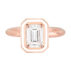 Art Deco Style, 0.90-1.00 Ct Moissanite Stone and Enamel Ring, 14K Gold Ring
