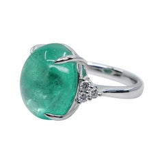 GRS Certified 10.06 Cts Columbian Minor Emerald Ring. Large Statement Ring