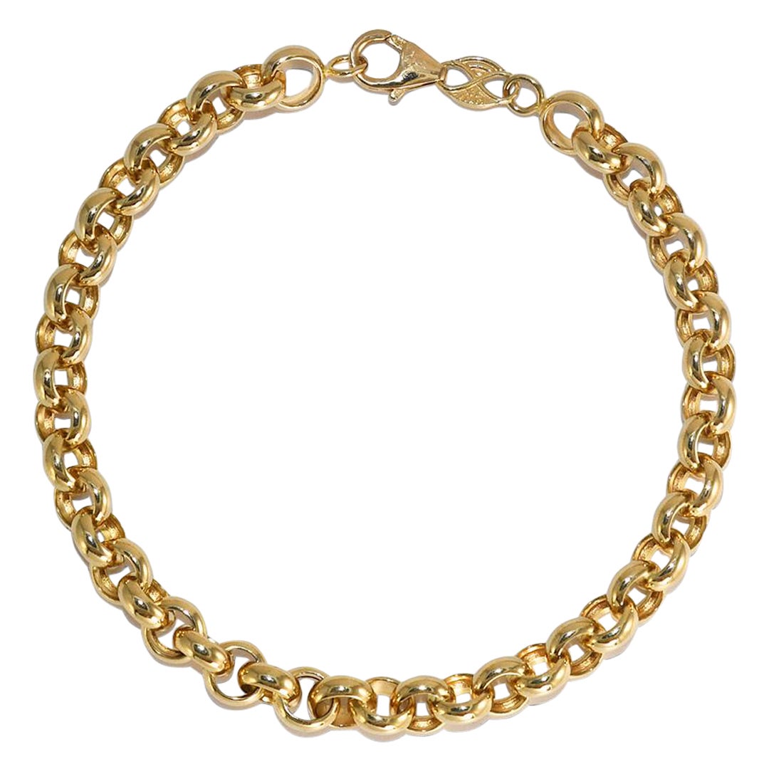 14K Yellow Gold Cable Link Bracelet 8.25" For Sale