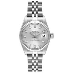 Rolex Datejust Steel White Gold Diamond Dial Ladies Watch 79174