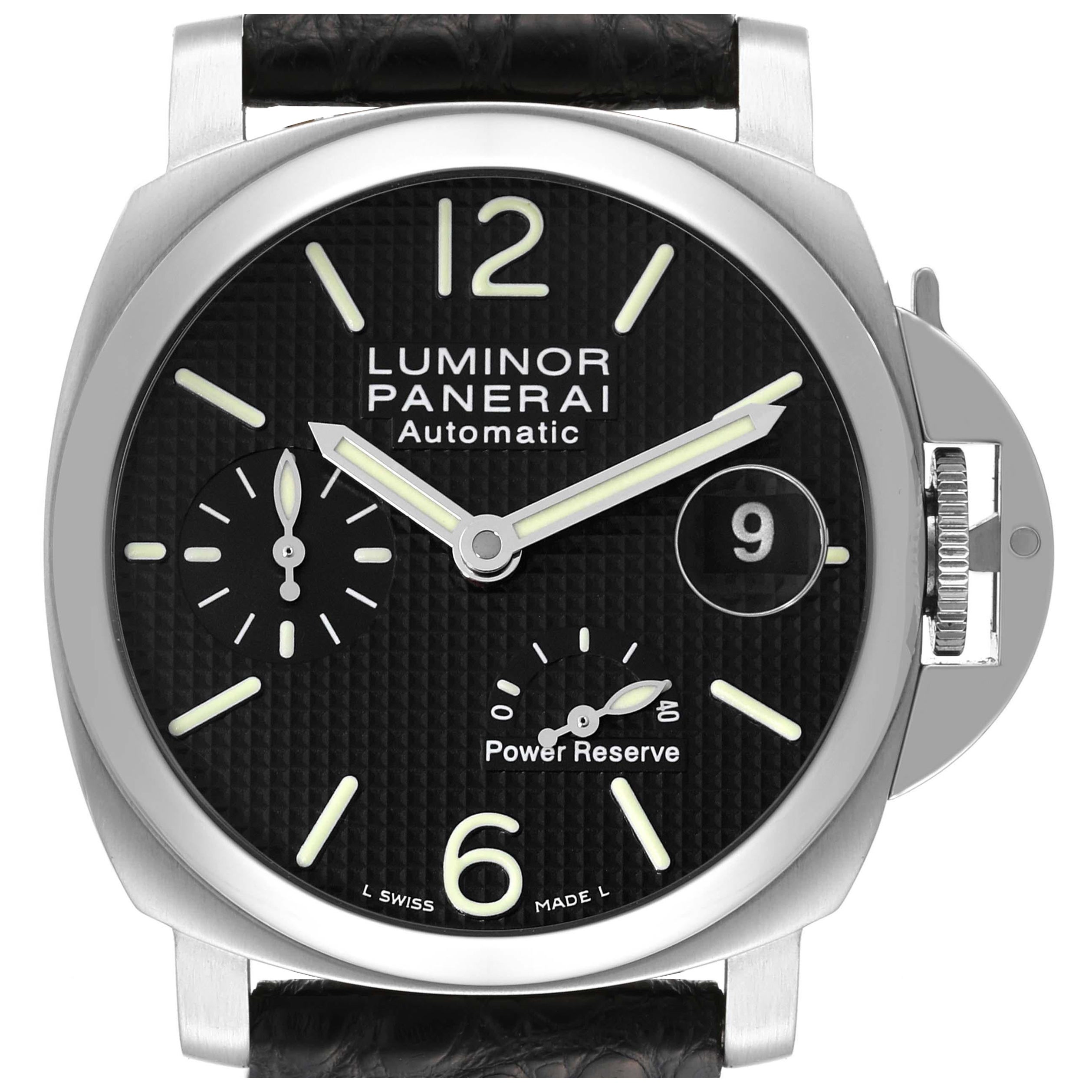 Panerai Luminor Power Reserve 40mm Steel Mens Watch PAM00241 Box Papers For Sale