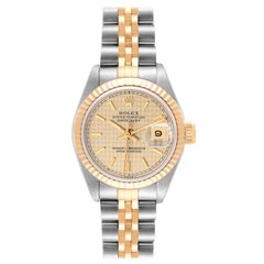 Rolex Datejust Steel Yellow Gold Houndstooth Dial Ladies Watch 69173