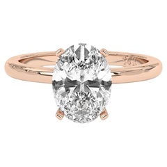 Bague de mariage avec diamant naturel de 0.75 carat, taille ovale, couleur GH, pureté SI 