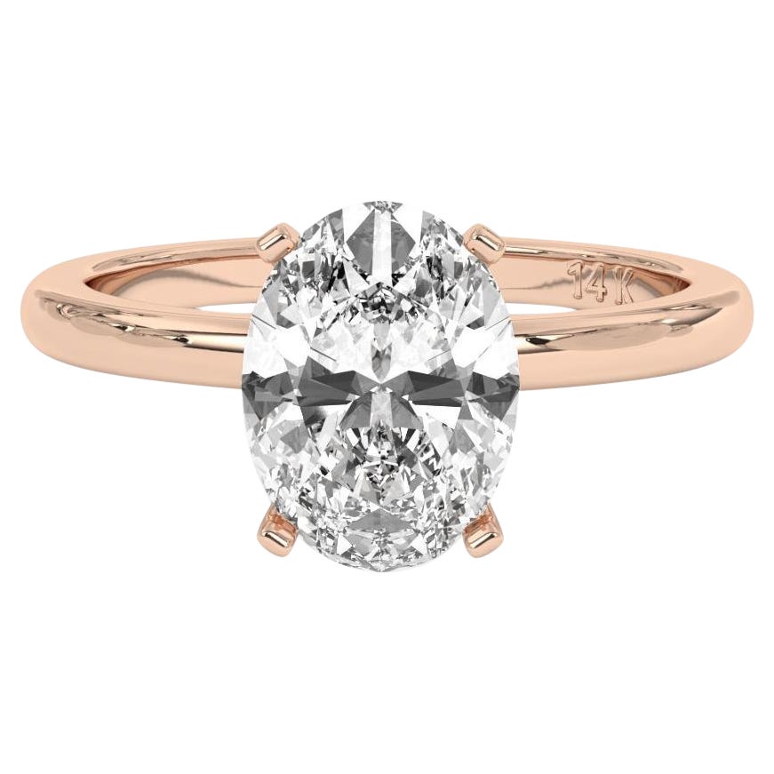 1.00CT Oval Cut Solitaire GH Color SI Clarity Natural Diamond Wedding Ring