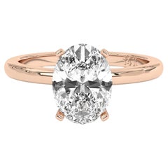 Bague de mariage avec diamant naturel de 0.50 carat, taille ovale, couleur GH, pureté SI 