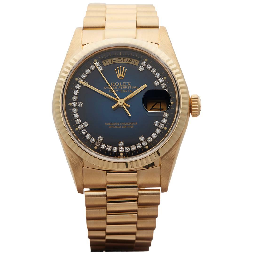 Rolex Day-Date fade blue diamond dial gents 18038 watch