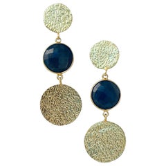 Pendiente de Plata de Ley 925, Espinela Negra Natural Colgante Largo Joyería Gema