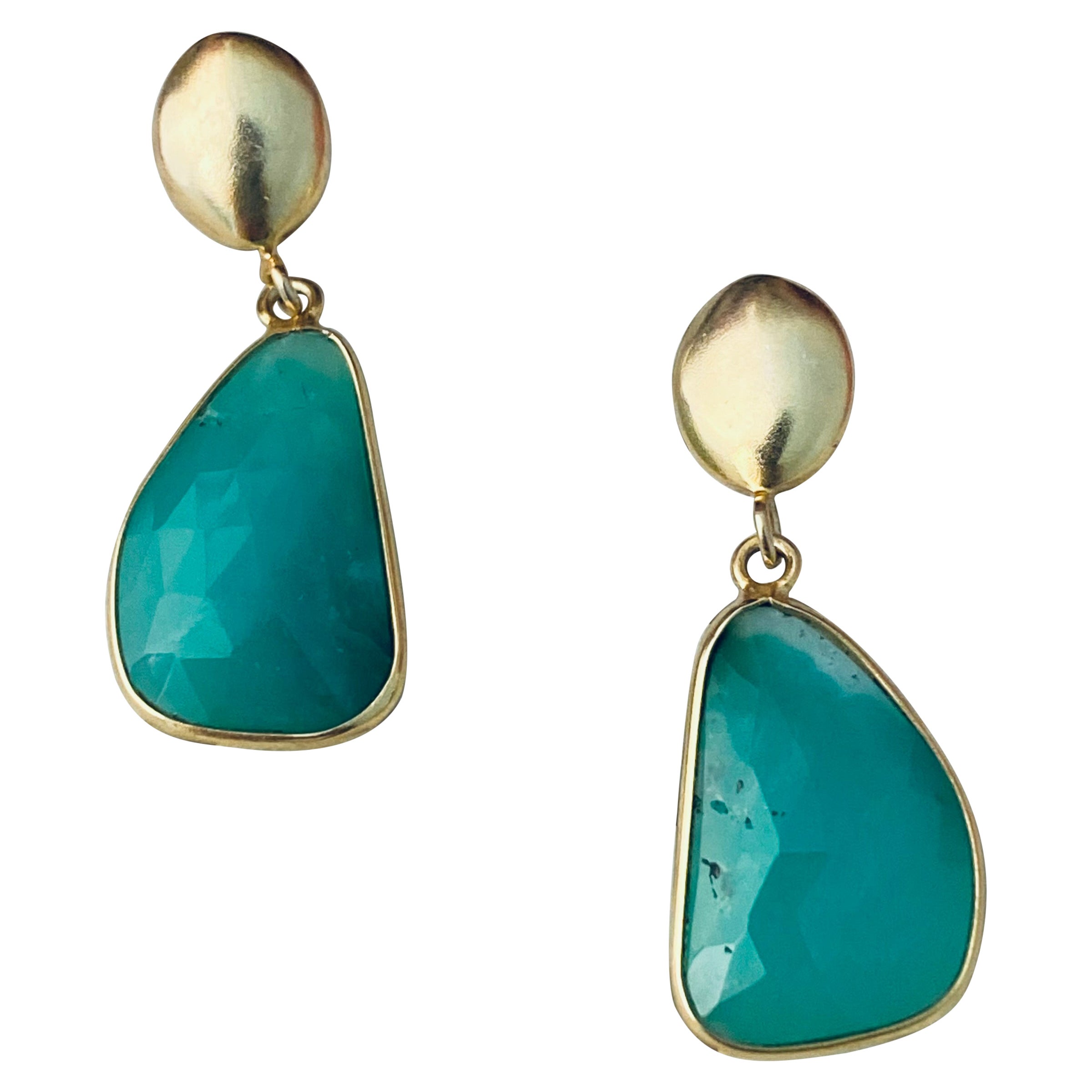GEM-inside White Cat Eye Gemstone Earrings - Rhombic Beads With Tibetan Silver Dangle (14x28mm) For Women