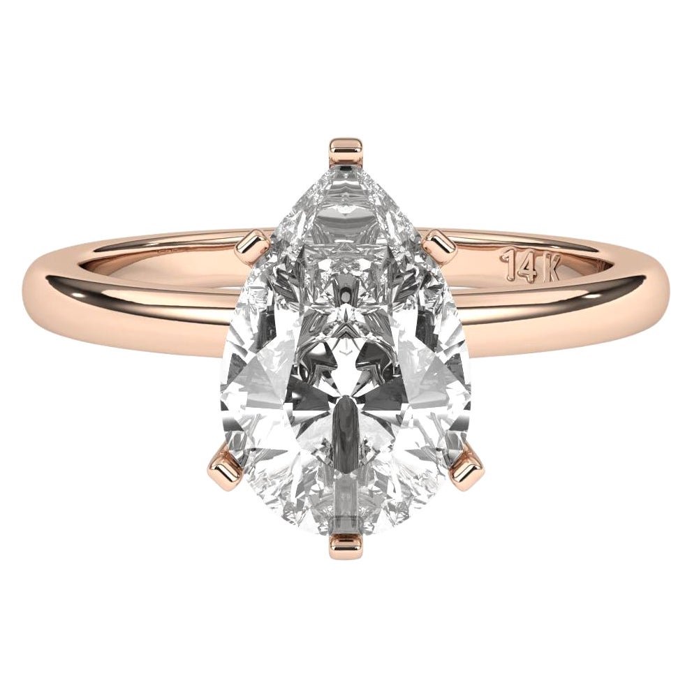 1.00CT Pear Cut Solitaire GH Color I1 Clarity Natural Diamond Wedding Ring 