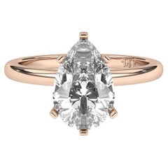1.50CT Pear Cut Solitaire GH Color I1 Clarity Natural Diamond Wedding Ring 