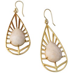 Pendants d'oreilles en argent sterling 925, motif de feuille d'opale rose naturelle, faits main