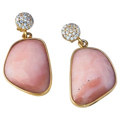 Boucles d'oreilles pendantes en argent sterling 925, clous d'opales roses naturelles, faites à la main