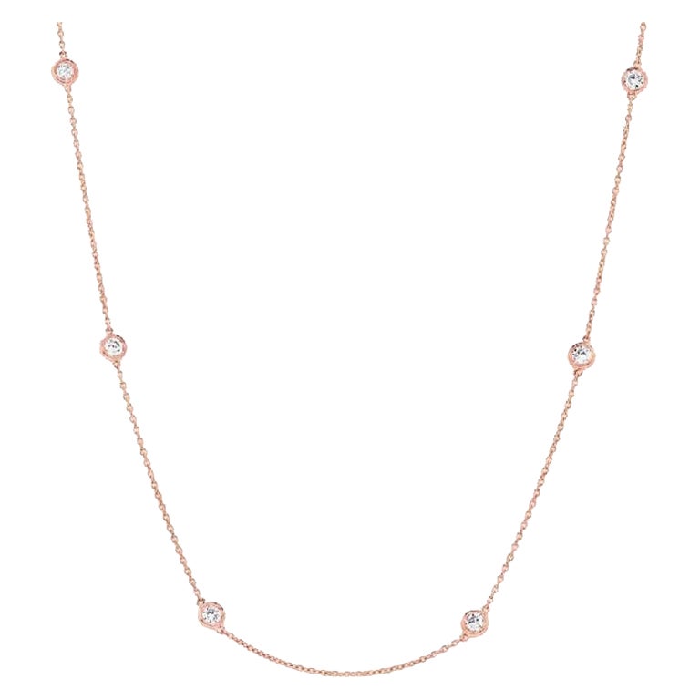 0.4 Carat Diamonds Cross Necklace in 14K Rose Gold For Sale