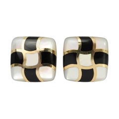 Retro Asch Grossbardt Onyx and Mother of Pearl Earrings