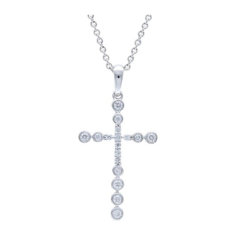 0.12 Carat Diamonds Cross Pendant in 18K White Gold