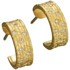 22kt Gold "Starry Night" hoops with White Diamonds