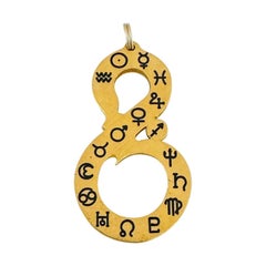 24 Karat reines Gelbgold Massives Figuren-Anhänger mit acht Astrologie-Symbolen