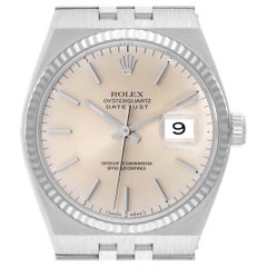 Rolex Oysterquartz Datejust Steel White Gold Mens Watch 17014 Box Papers