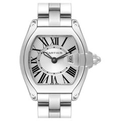 Cartier Roadster Small Silver Dial Steel Ladies Watch W62016V3 Box Papers