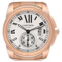 Cartier Calibre Rose Gold Silver Dial Automatic Mens Watch W7100018