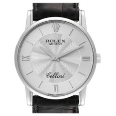 Rolex Cellini Classic White Gold Silver Guilloche Dial Mens Watch 5116