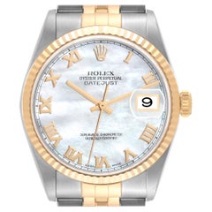 Rolex Datejust Steel Yellow Gold Mother Of Pearl Dial Watch 16233 Box Papers