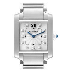 Cartier, montre Tank Française midsize en acier et diamants, pour femmes WE110007