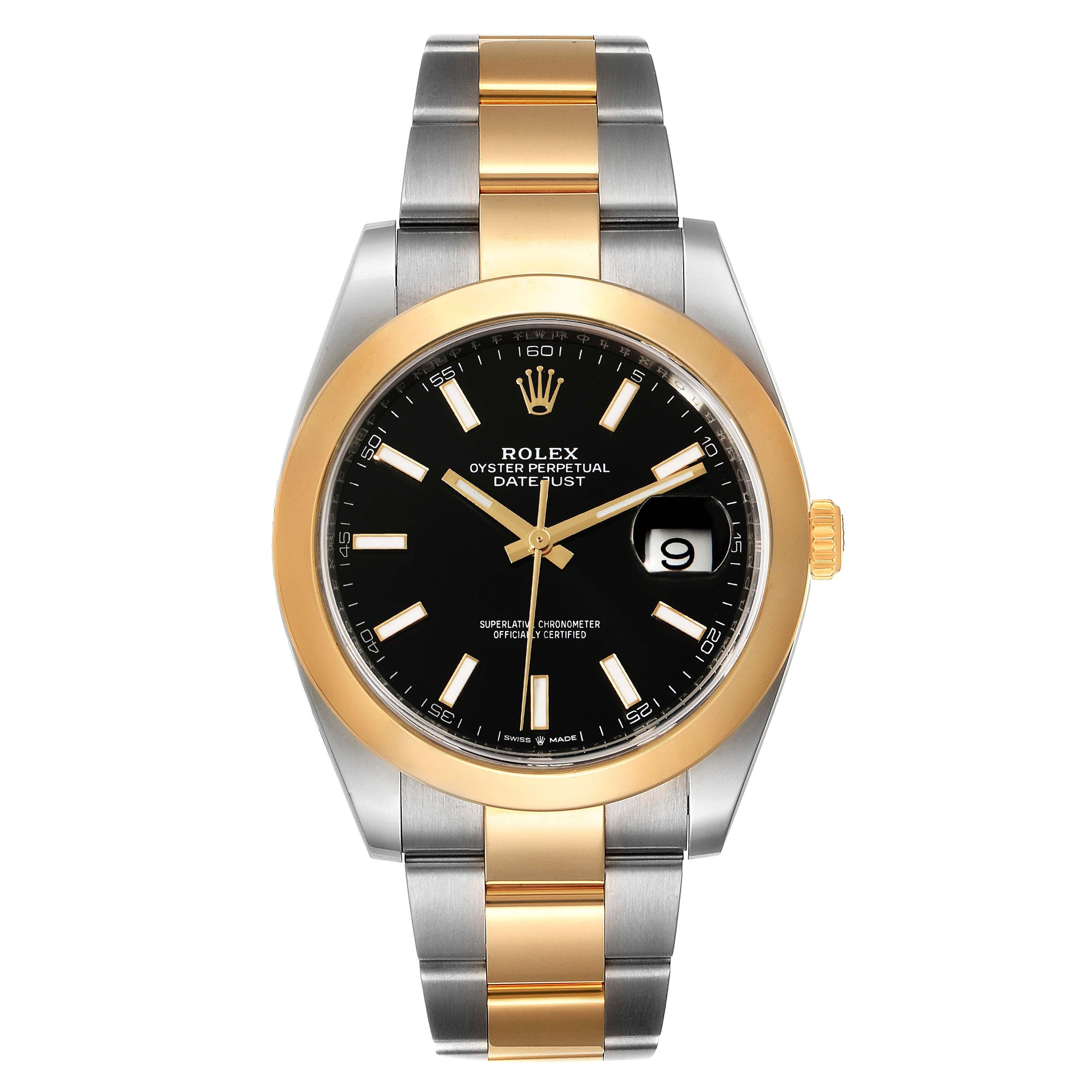 Rolex Datejust 41 Steel Yellow Gold Black Dial Mens Watch 126303 Box Card For Sale