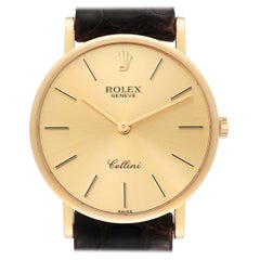 Rolex Cellini Classic Yellow Gold Brown Strap Mens Watch 5112 Papers