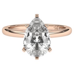 0.75CT Pear Cut Solitaire GH Color SI Clarity Natural Diamond Wedding Ring 