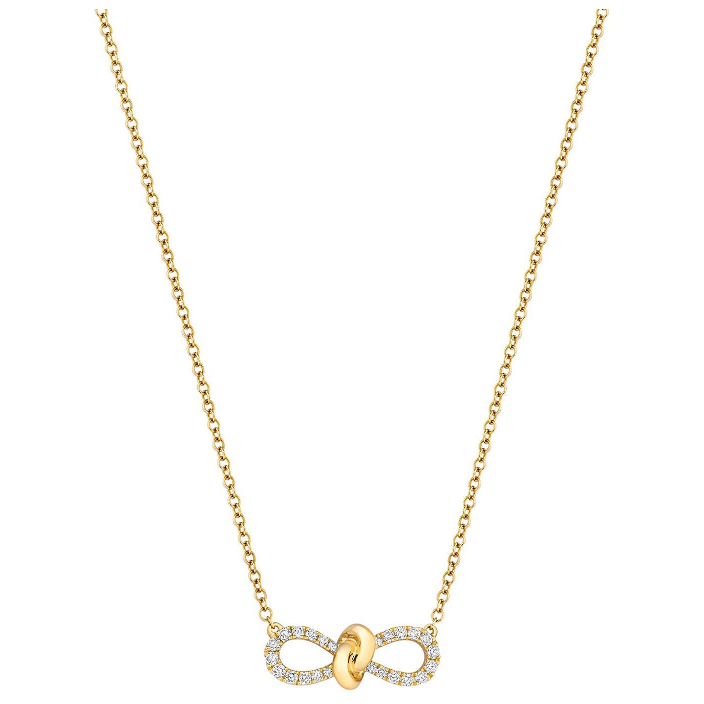 DIAMOND Ribbon Knot BOW NECKLACE IN 18CT Gold For Sale