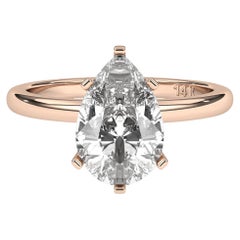 0.30CT Pear Cut Solitaire GH Color SI Clarity Natural Diamond Wedding Ring 