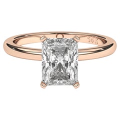 1.00CT Radiant Cut Solitaire GH Color I1 Clarity Natural Diamond Wedding Ring.