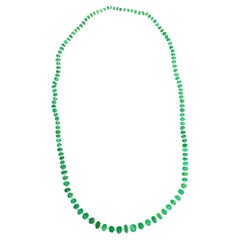Smaragdschnitz-Halskette mit Perlen und Briolette-Diamanten