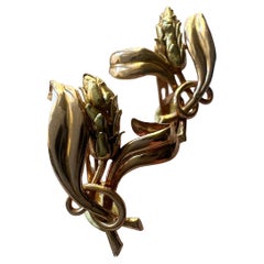 Französisch Vintage 18K Gold Weizen Clip auf Ohrringe