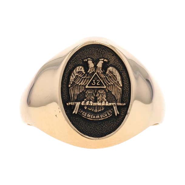 Scott Rite Rings Yellow Gold Scottish Rite 32nd Degree Men's Signet Ring - 14k Masonic ...
