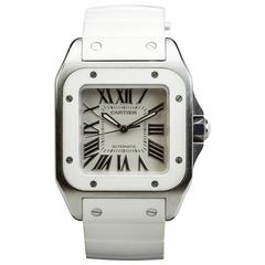 Cartier Stainless Steel/Rubber  Santos 100 Ref W20122U2  Wristwatch