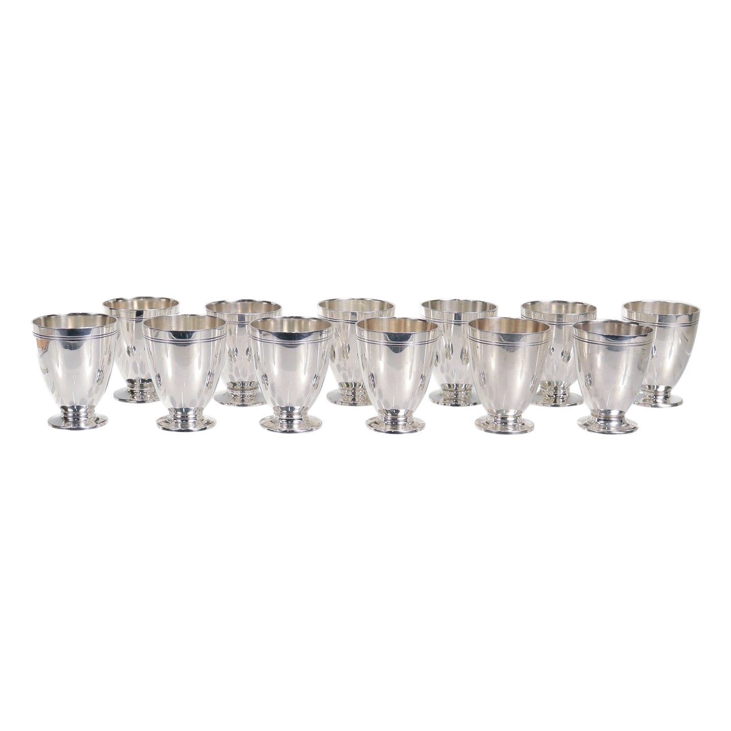 Set of 12 Tiffany & Co Art Deco Sterling Silver Art Deco Shot Cups or Cordials For Sale