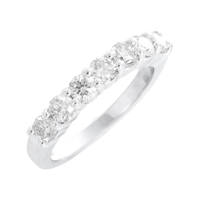 Seven Diamond 14K White Gold Ring Size 6 1/2 For Sale