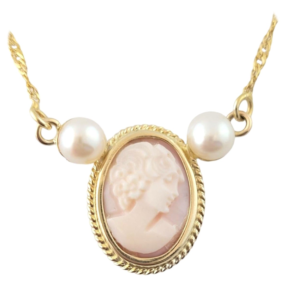 14K Yellow Gold Cameo Necklace #16355 For Sale