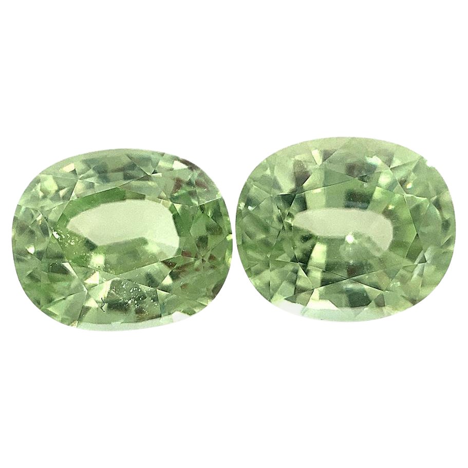 3.86ct Pair Oval Mint Pastel Green Garnet from Merelani, Tanzania For Sale