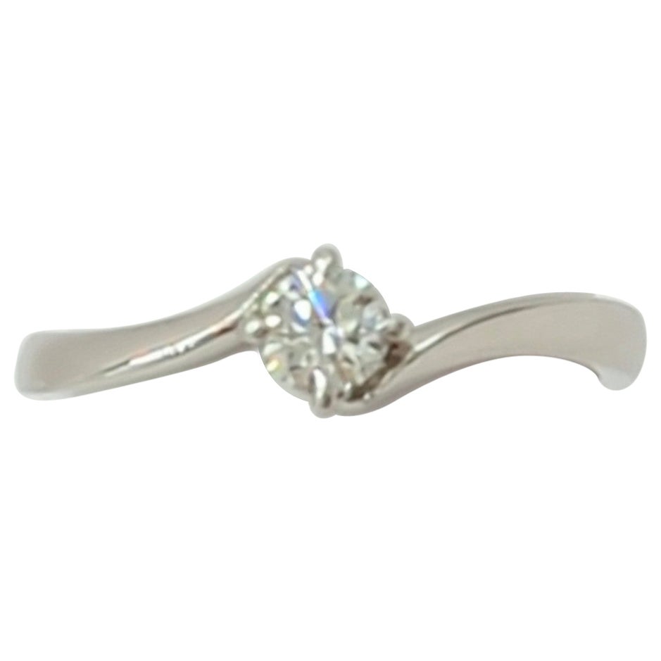 Estate Celine White Diamond Solitaire Ring in Platinum  For Sale