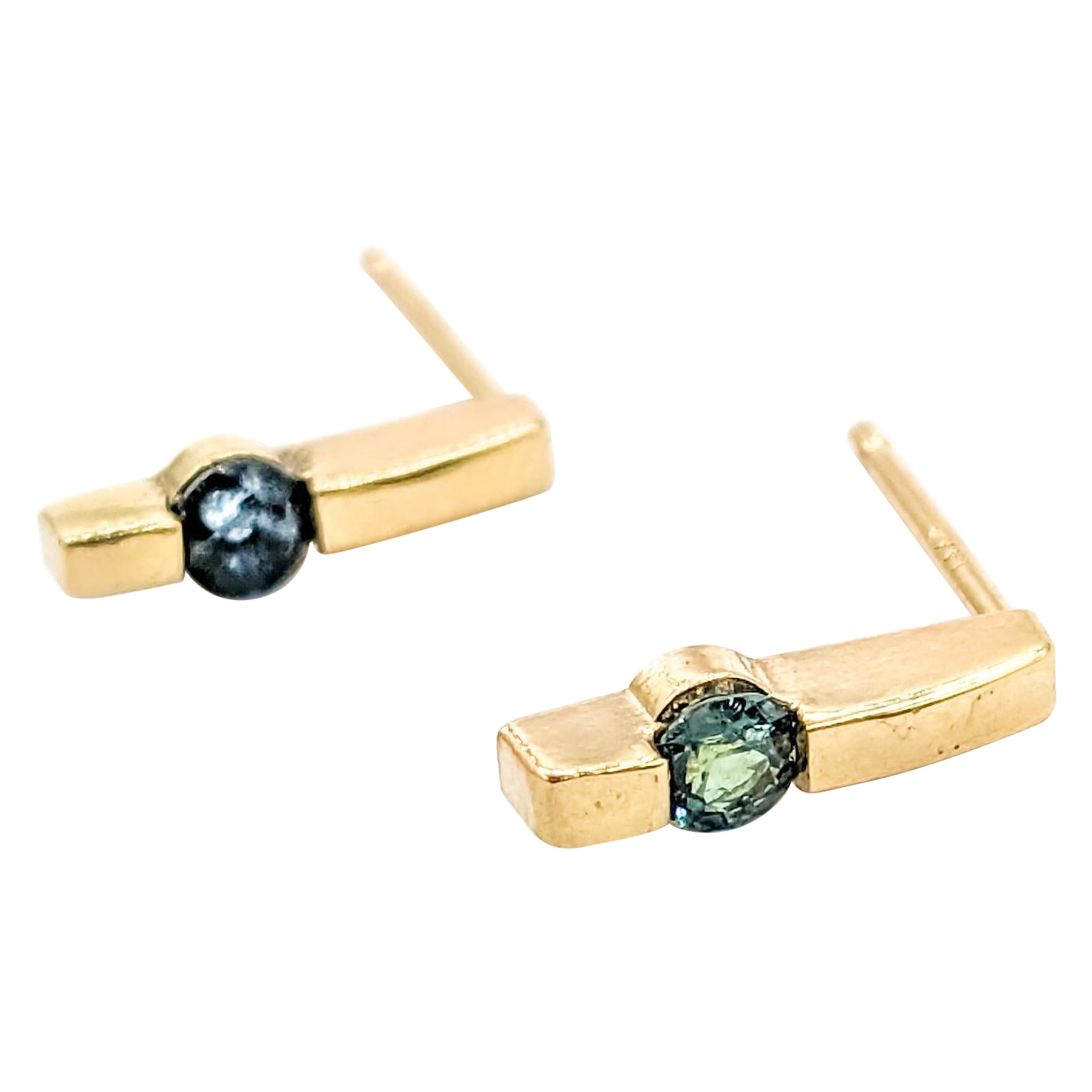 Natural Alexandrite Earrings In Yellow Gold For Sale