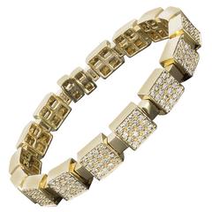 Sonia B Gold 2.24 Carats Pave Diamond Square Shapes Flexible Bangle Bracelet