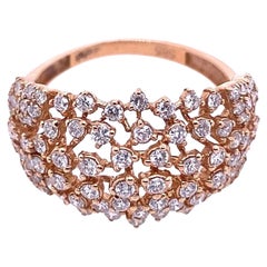 Anello a turbante con 1,25 ct. di diamanti in oro rosa 14 ct.